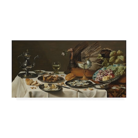 Pieter Claesz 'Still Life With Turkey Pie' Canvas Art,24x47